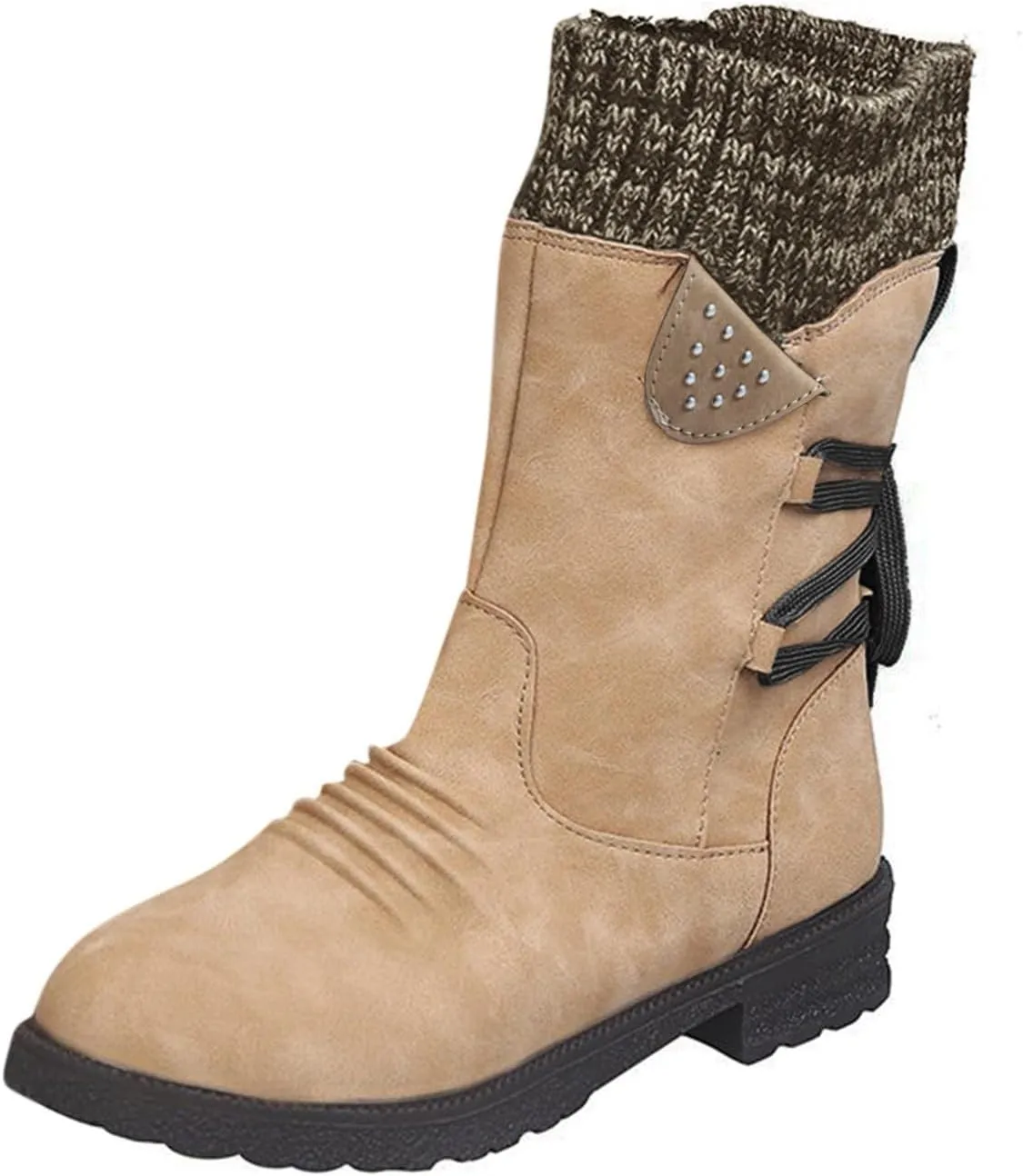 Cathalem Winter Boots for Women,Women's Winter Lace up Mid Calf Combat Riding Military Boots Womens Snow Boots Waterproof