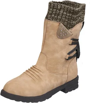 Cathalem Winter Boots for Women,Women's Winter Lace up Mid Calf Combat Riding Military Boots Womens Snow Boots Waterproof