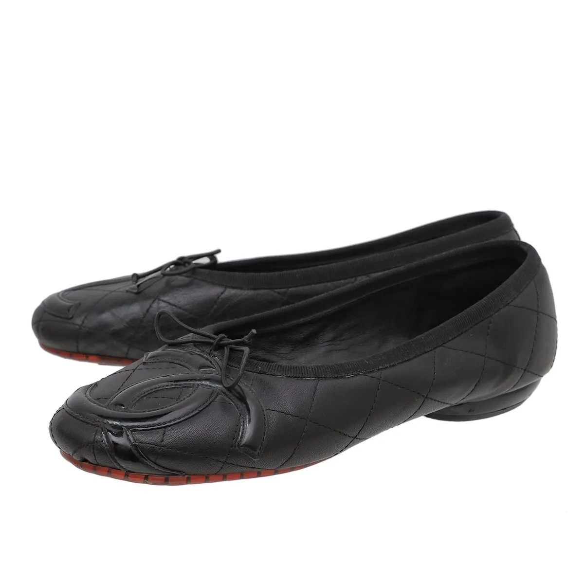 Chanel Black Cambon Ballet Flats 36.5