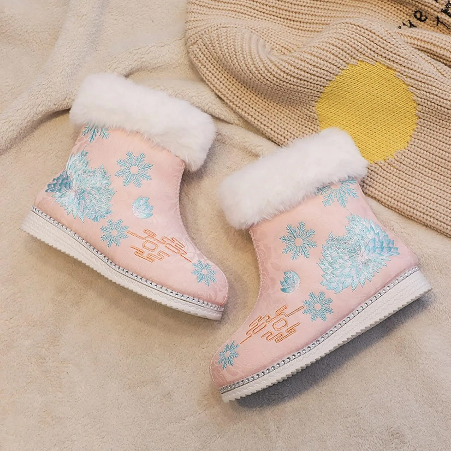 Chinese New Year Shoes Warm Cotton Boots Embroidered Boots National Boots Cotton Boots Toddler Boots