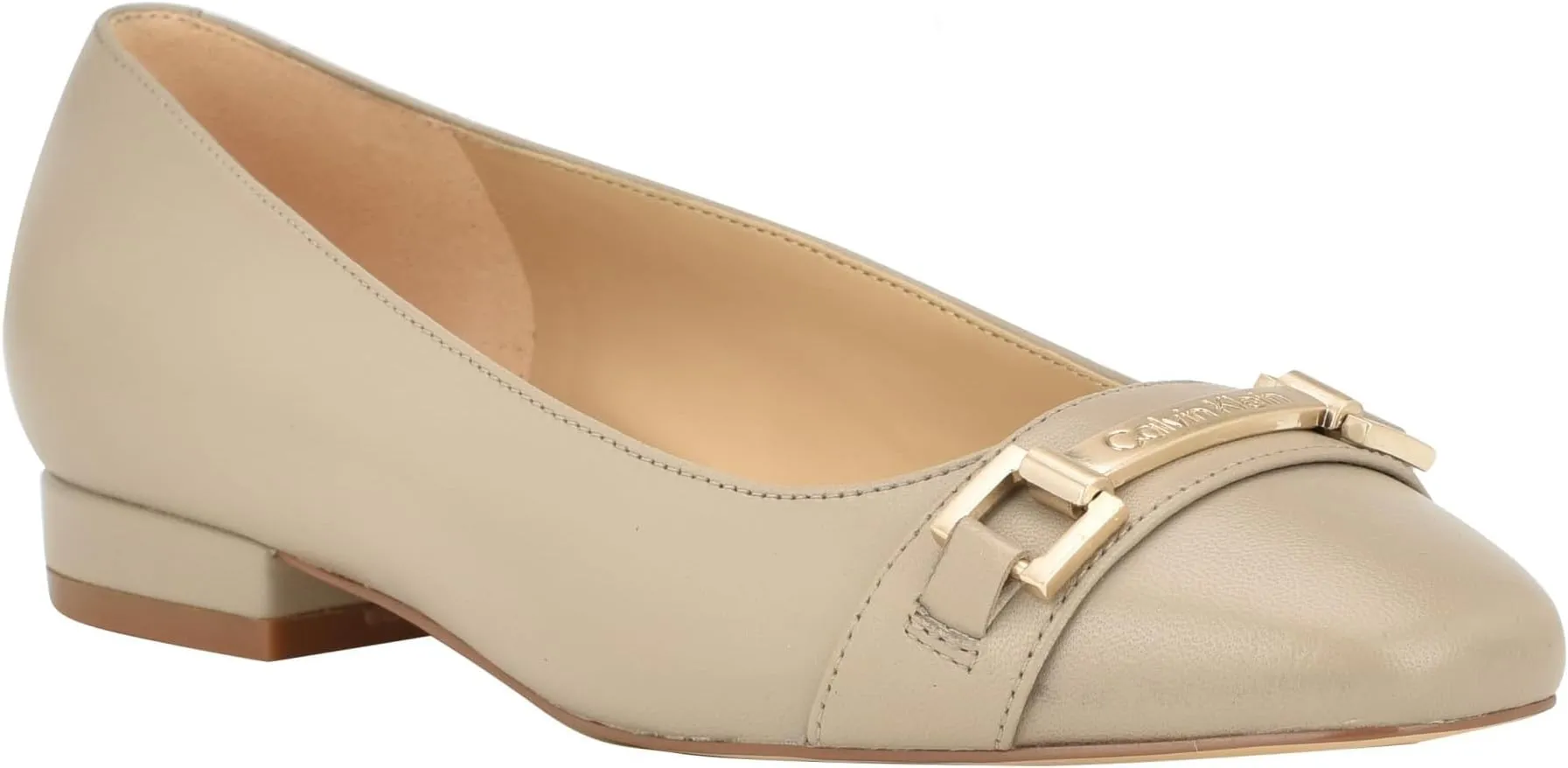 Crystil Calvin Klein Ballerinas, Taupe Leather