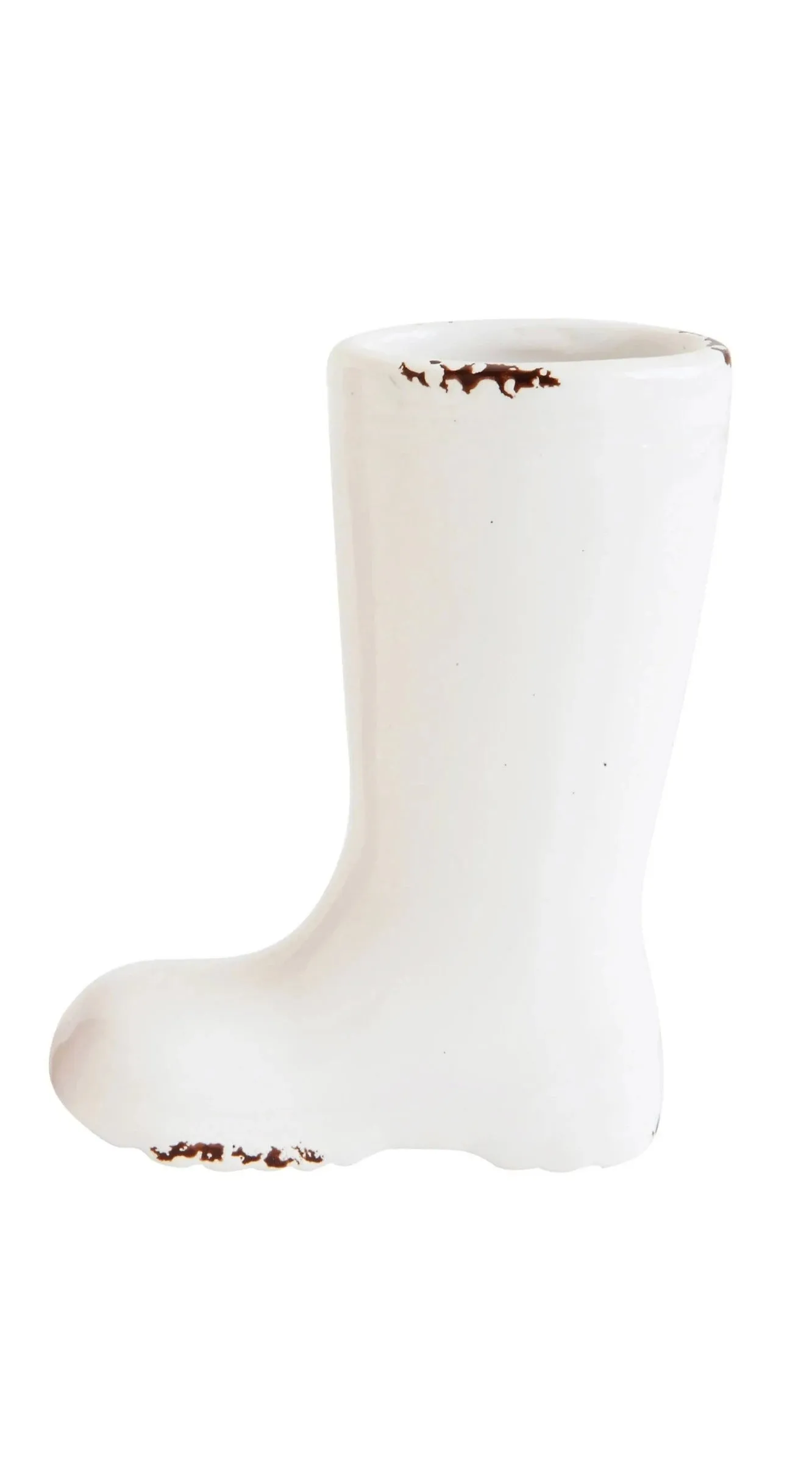 Distressed Stoneware Christmas Boot Vase