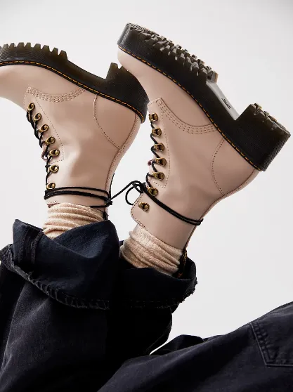 Dr. Martens Leona Vintage Taupe Leather Boots