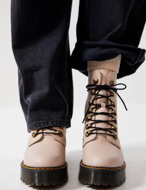 Dr. Martens Leona Vintage Taupe Leather Boots