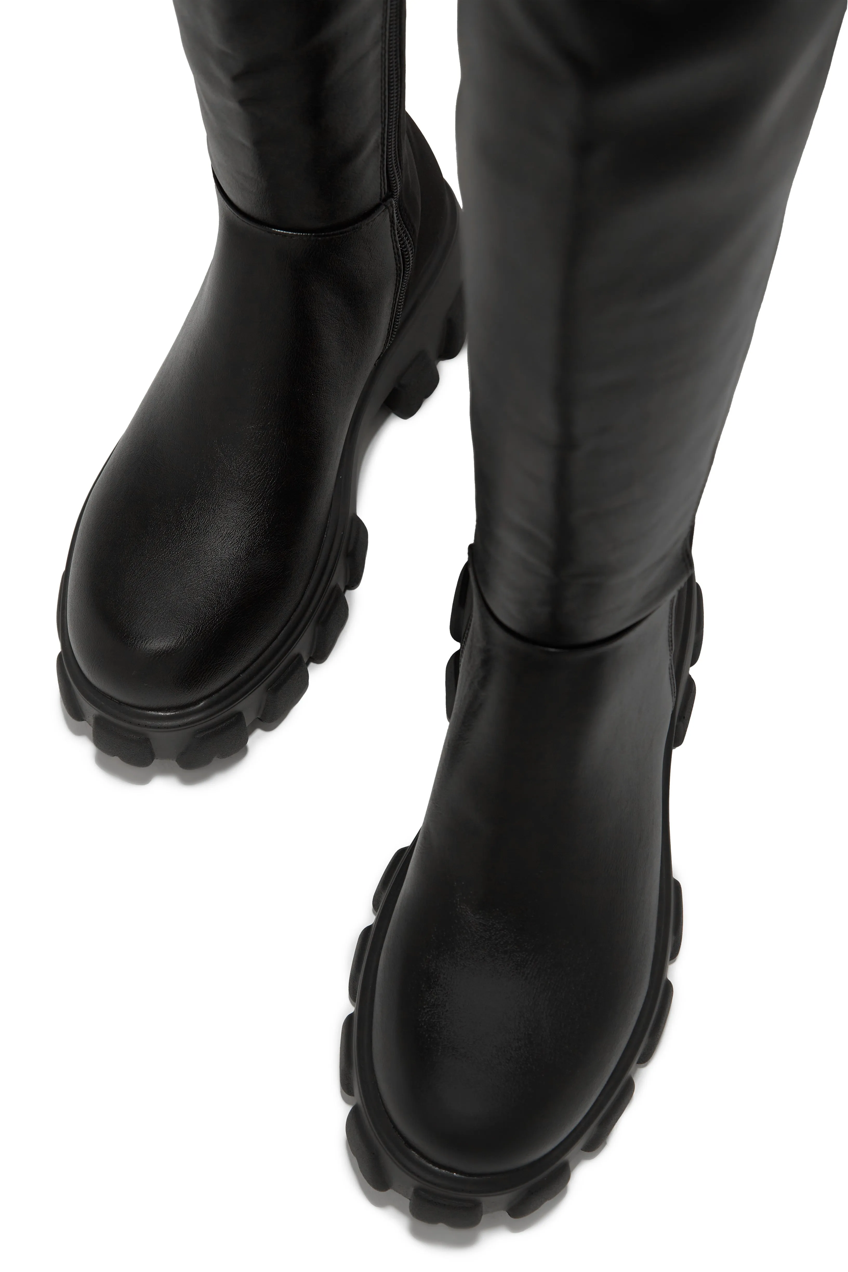 Fall Outfit Over The Knee Flat Boots - Black