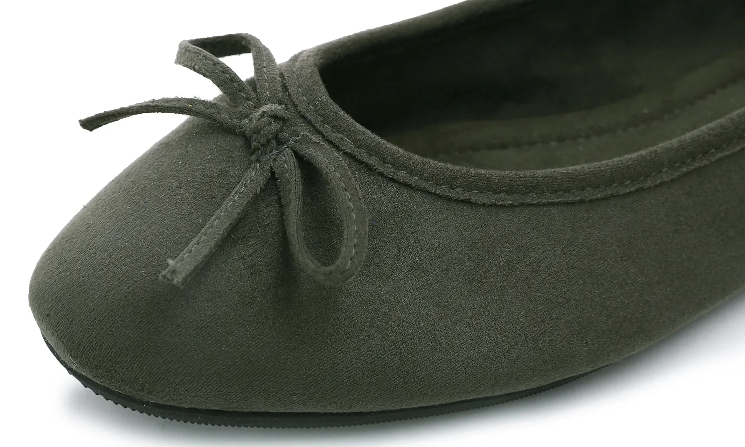 Feversole Women's Macaroon Faux Suede Memory Foam Cushion Insock Soft Ballet Flat Olive