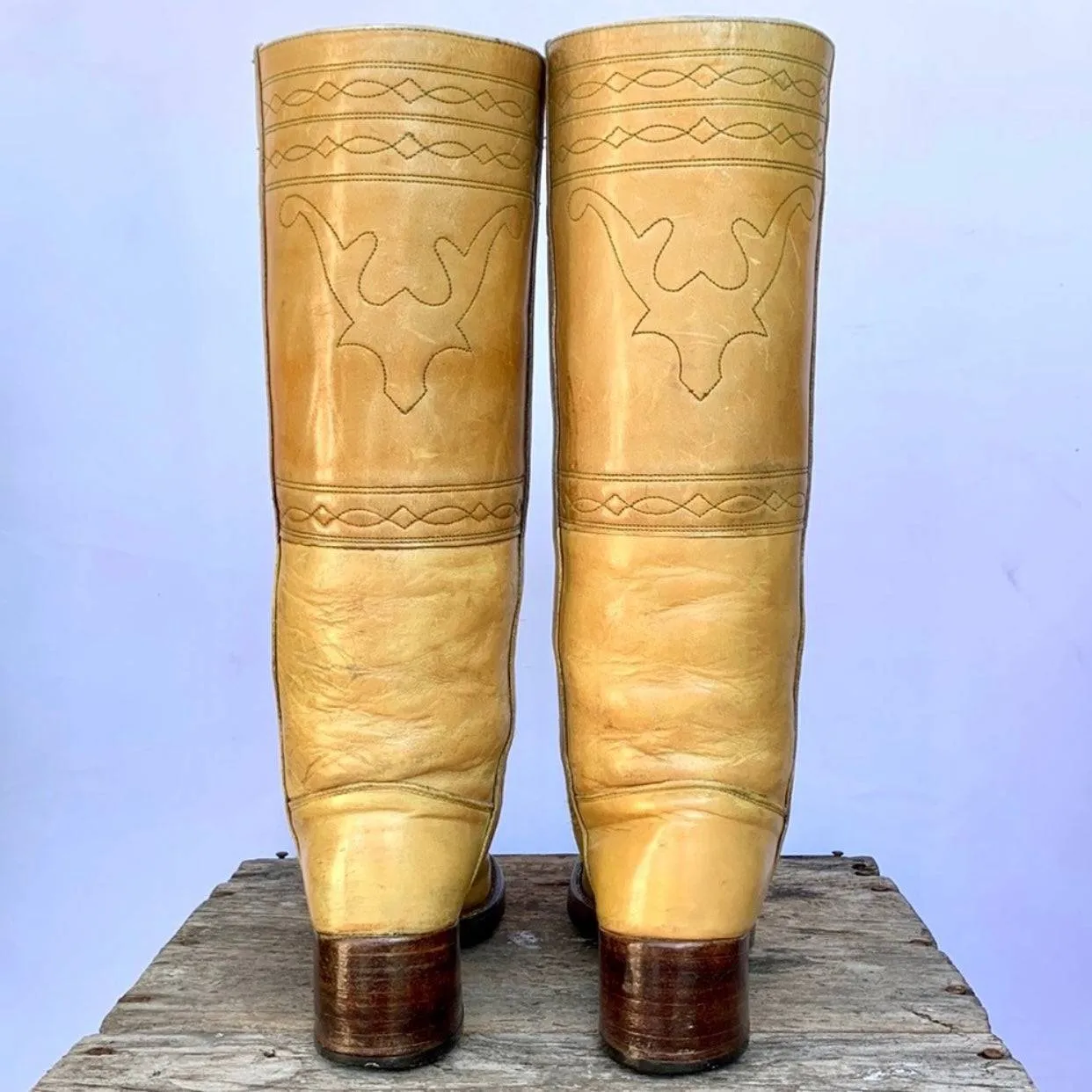 FRYE Vintage Banana Campus Stitching Horse Tall Knee High Boots