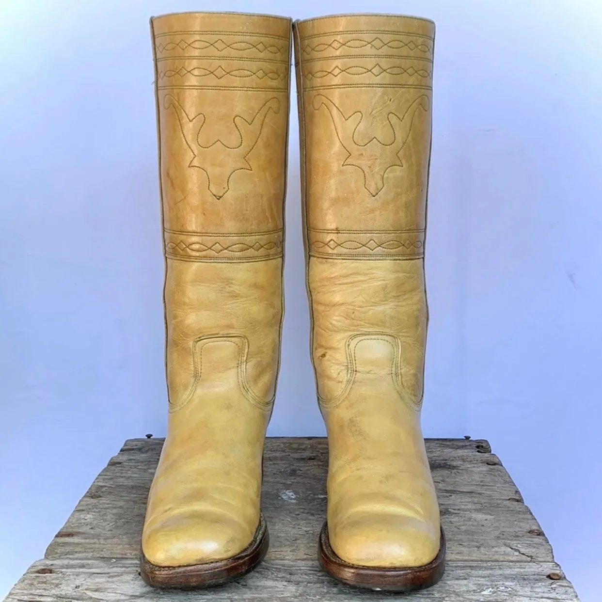 FRYE Vintage Banana Campus Stitching Horse Tall Knee High Boots