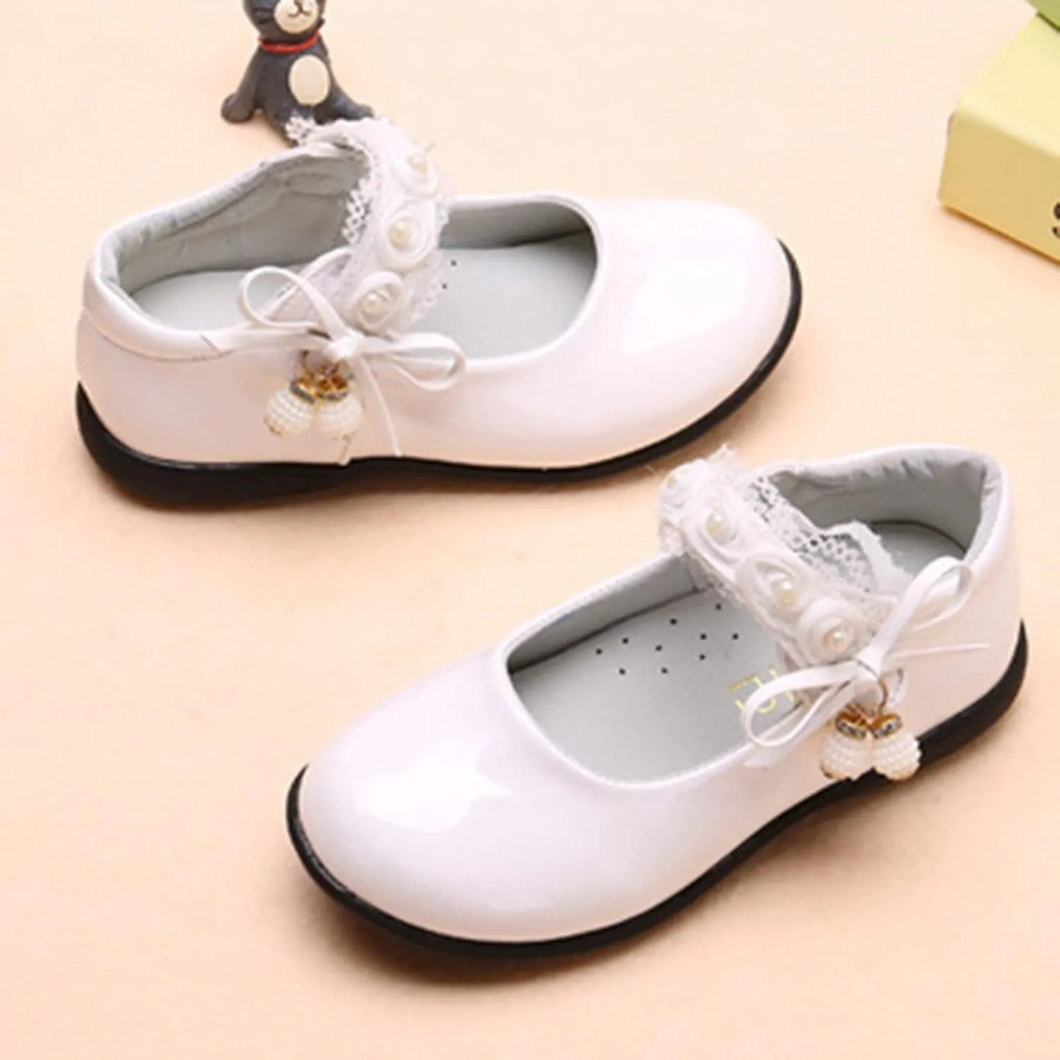 Girls Dress Shoes with Anti-Scratch Leather Par𝘁y Schools 𝗨niform Shoes Mary Jane Fashion Sneaker for Girls