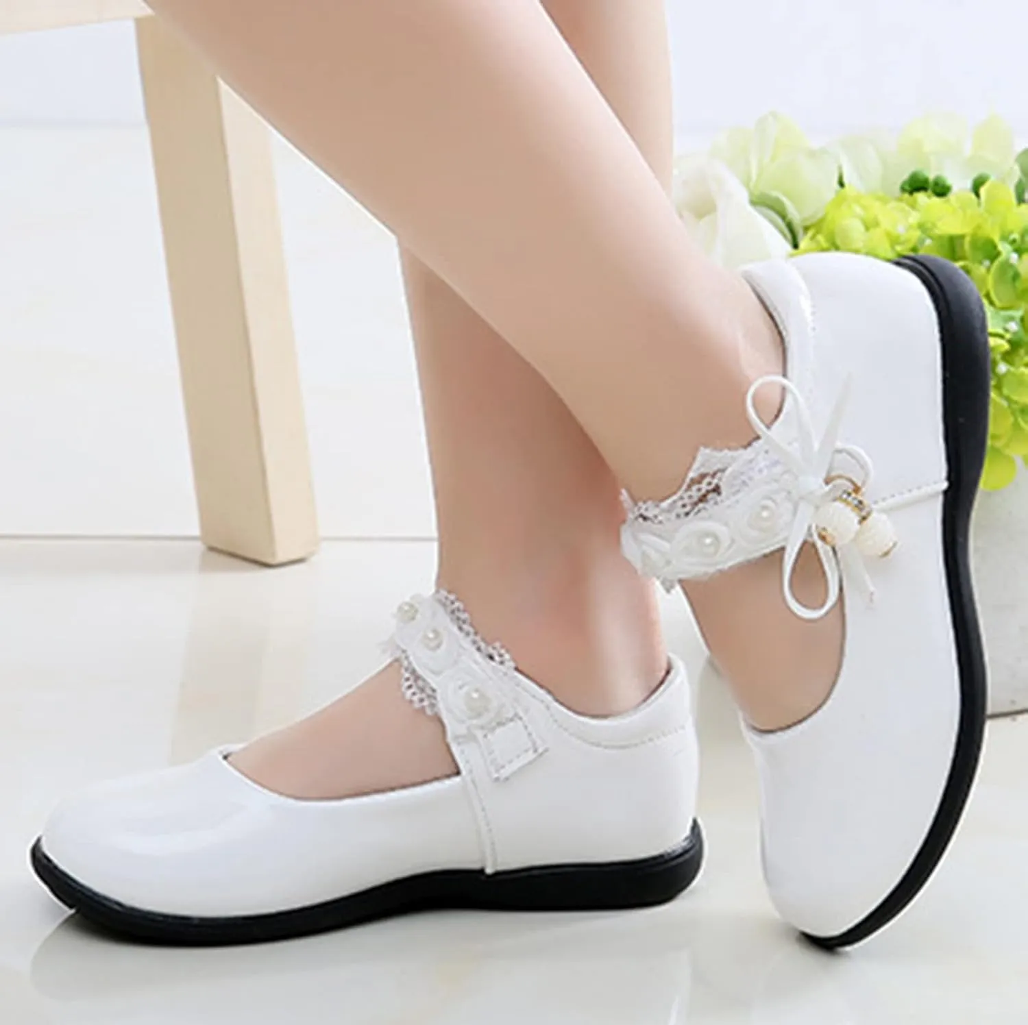 Girls Dress Shoes with Anti-Scratch Leather Par𝘁y Schools 𝗨niform Shoes Mary Jane Fashion Sneaker for Girls