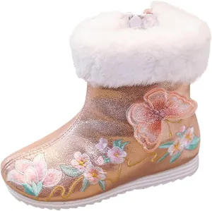 Girls Shoes Butterfly Embroidered Warm Cotton Boots Embroidered Boots National Boots Cotton Boots by Boots