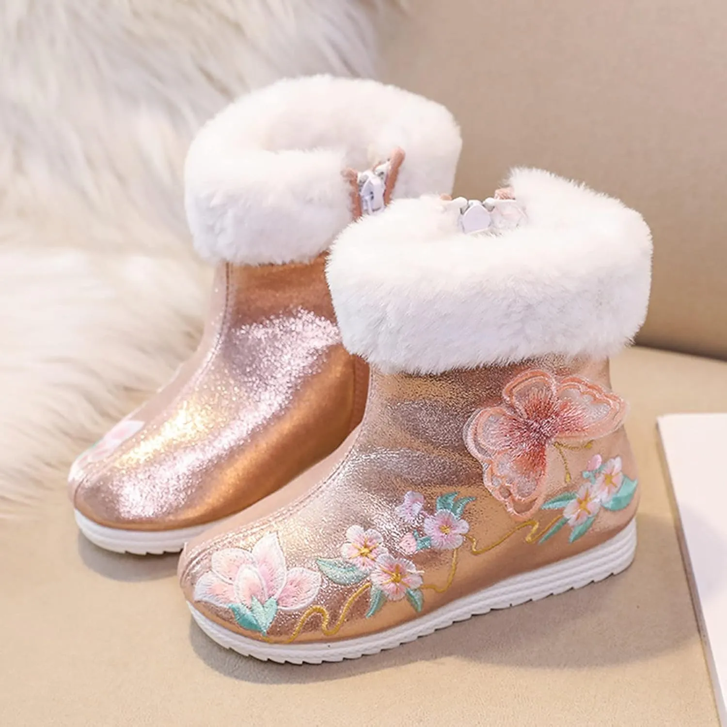 Girls Shoes Butterfly Embroidered Warm Cotton Boots Embroidered Boots National Boots Cotton Boots by Boots