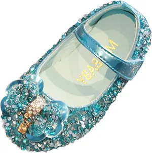 IWIHMIV Girls Mary Jane Dress Shoes Ballet Flat with Bow Pearl Rhinestones Shining Baby Girls Shoes