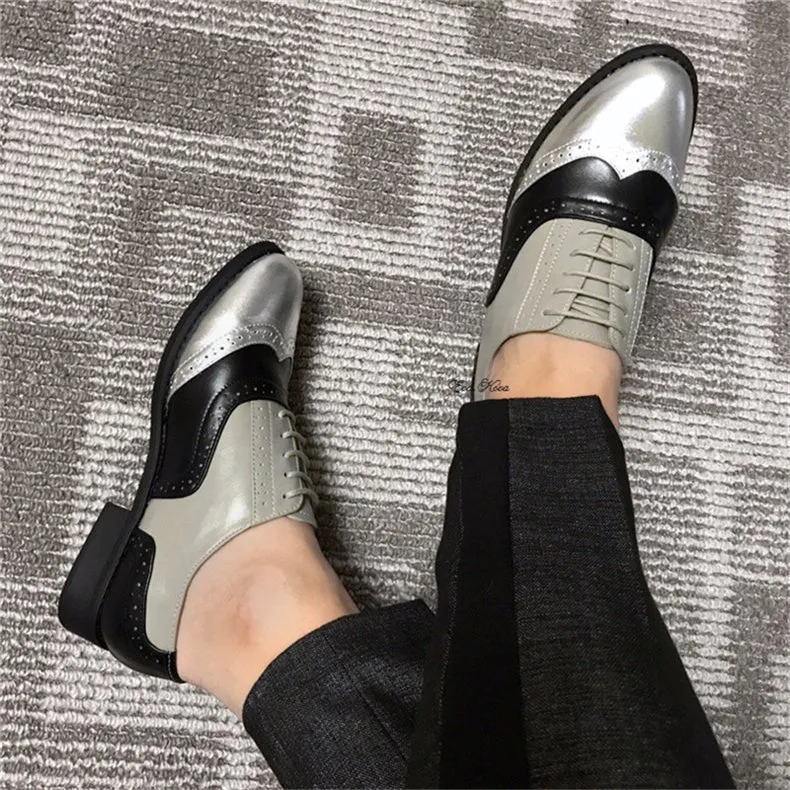 LaceLux Exquisite Patterned Lace-up Flats