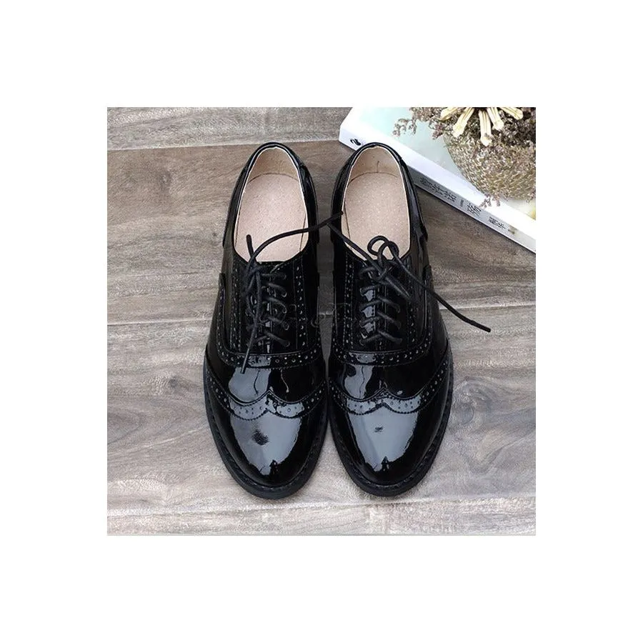 LaceLux Exquisite Patterned Lace-up Flats