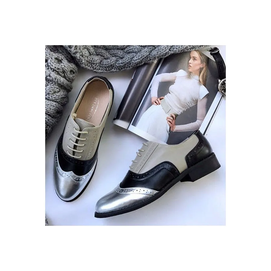 LaceLux Exquisite Patterned Lace-up Flats