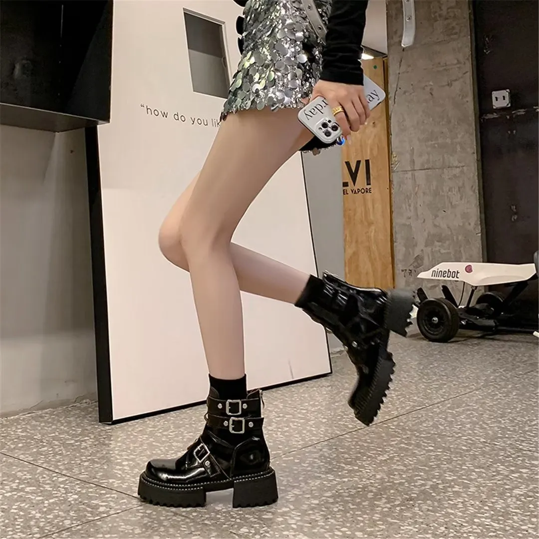 LeatherLuxe Sophisticated Buckle Winter Boots