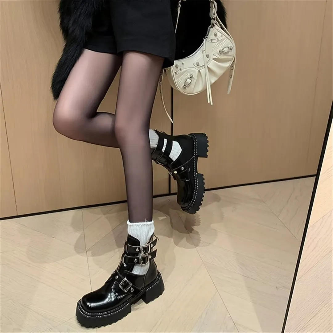 LeatherLuxe Sophisticated Buckle Winter Boots