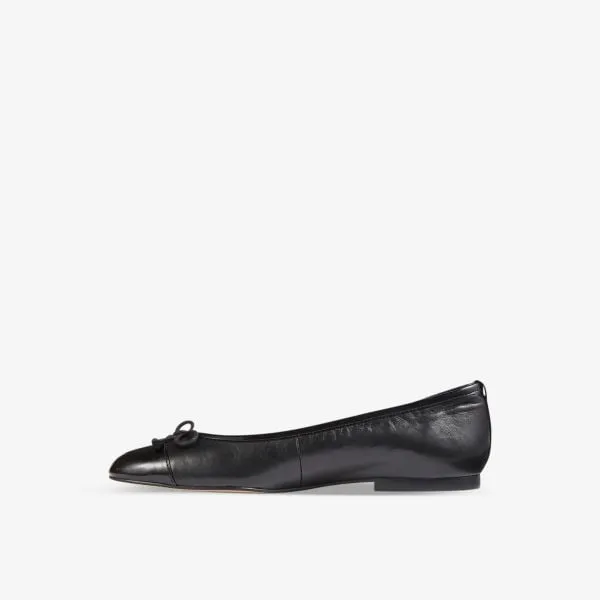 Lk Bennett leather Kara ballerinas with toe and bow, black