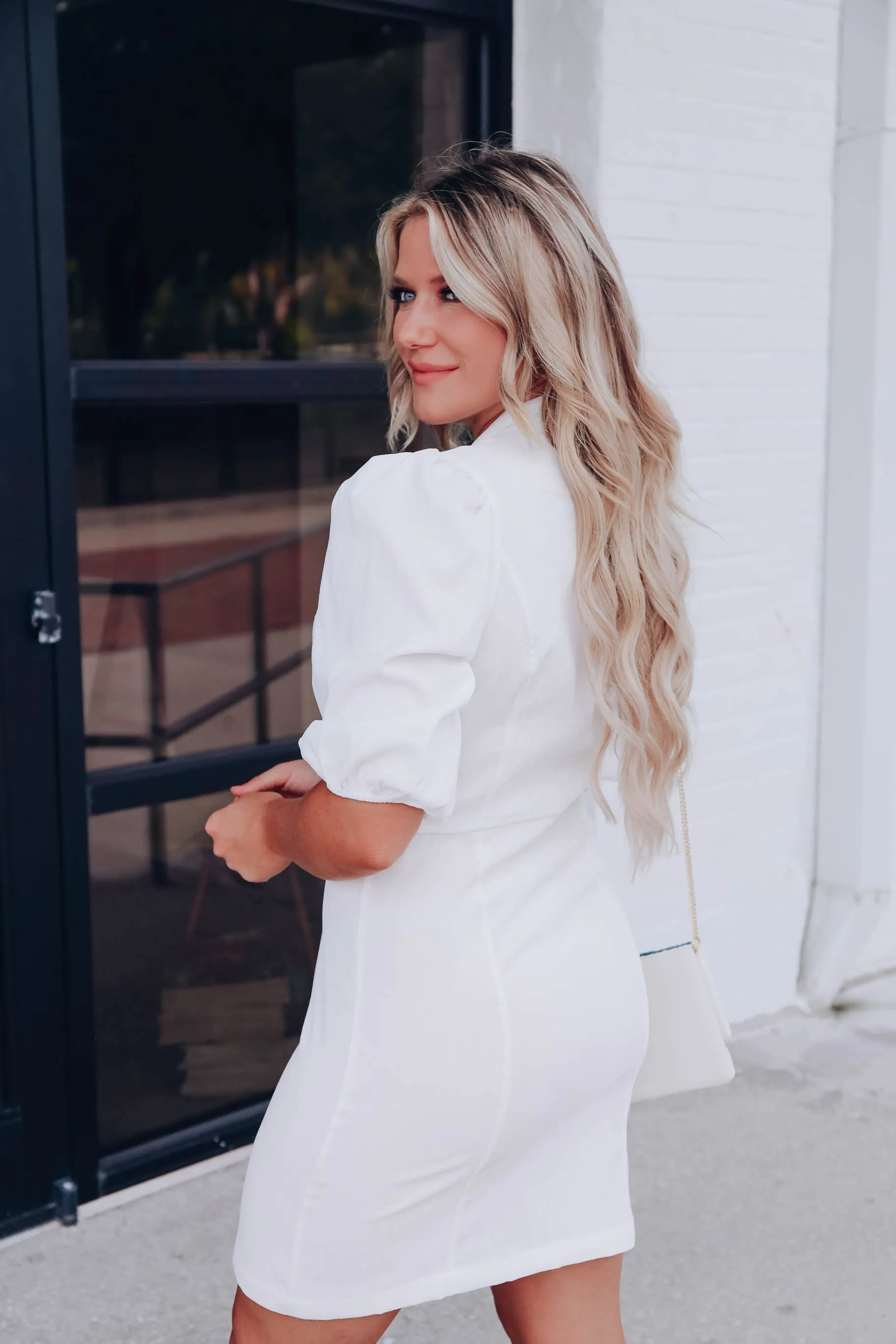 *MODEL* Cordelia Corduroy Dress - White - FINAL SALE