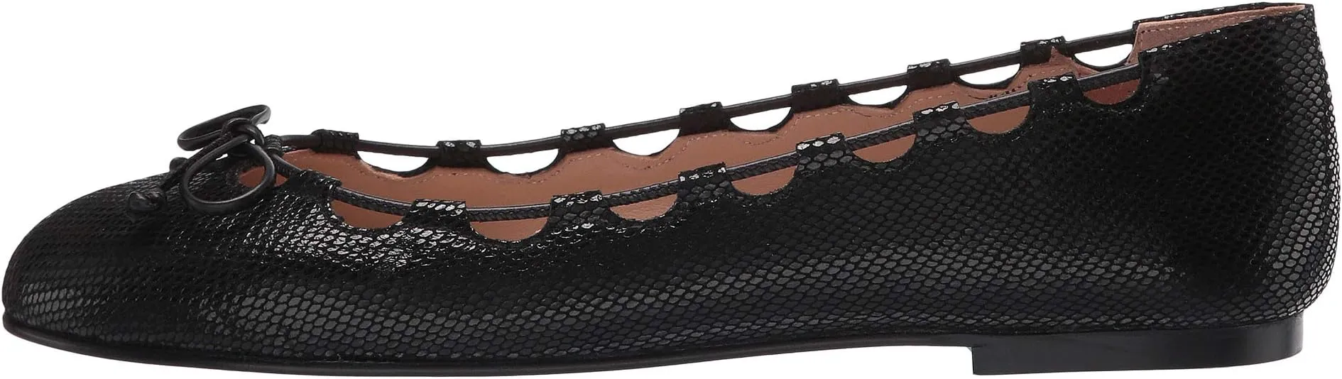 Nicky Hilton Ballet Flats - Charlott French Sole, Black Viper Print
