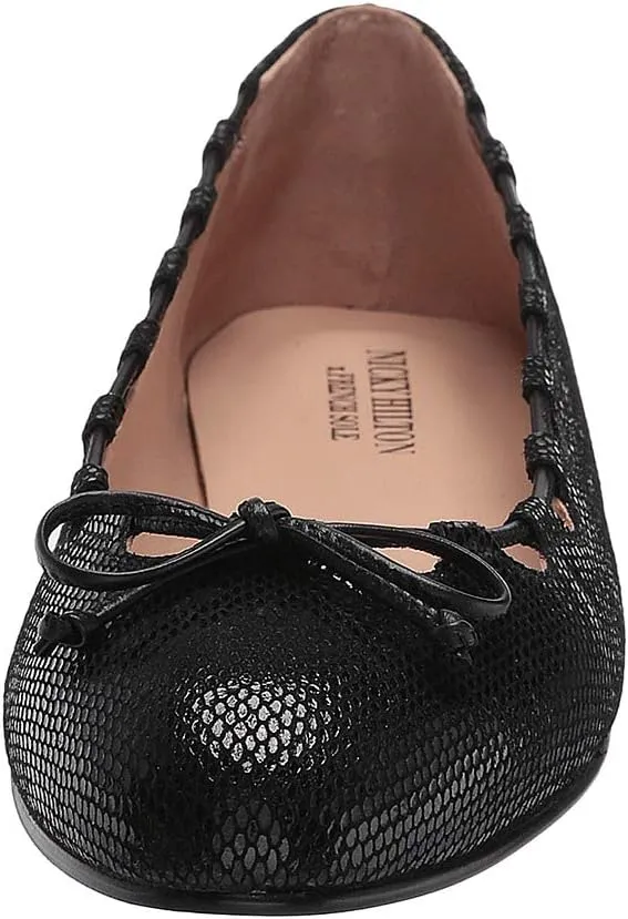 Nicky Hilton Ballet Flats - Charlott French Sole, Black Viper Print