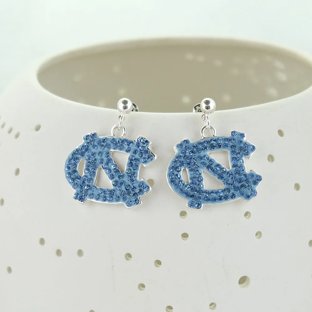 North Carolina Crystal Logo Earrings