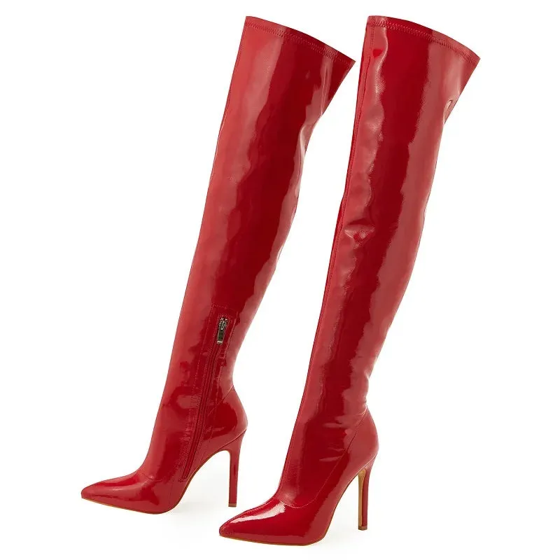 Over the Knee Pointed Toe High Heel Boots