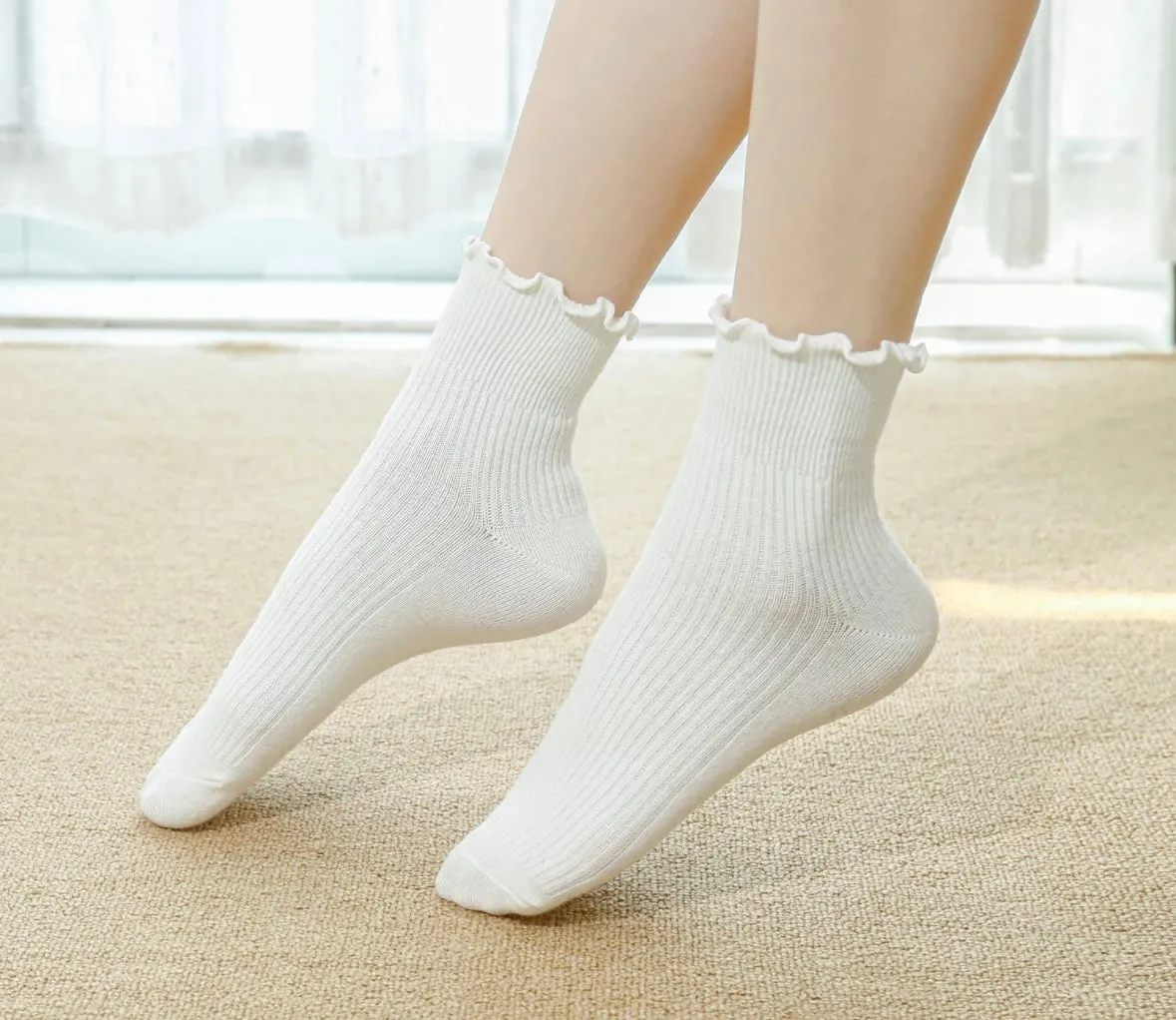 RUFFLE TRIM 6PK SOCKS