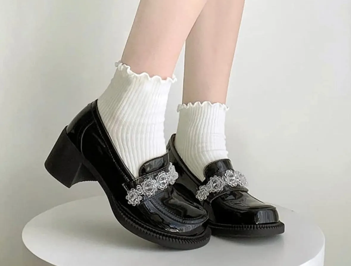 RUFFLE TRIM 6PK SOCKS