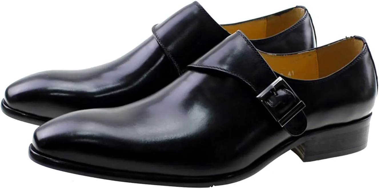 Santimon Men's Loafers Slip-Ons Dress Casual Business Shoes Genuine Leather Comfortable Driving Buckle Loafer Fashion Prom Wedding Formal Tuexdo Moccasins Zapatos Hombre