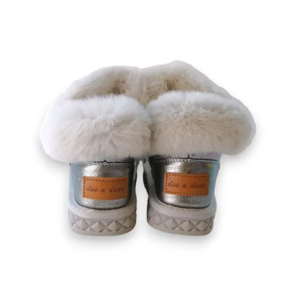 Silver Fur Trim Glitter Boot