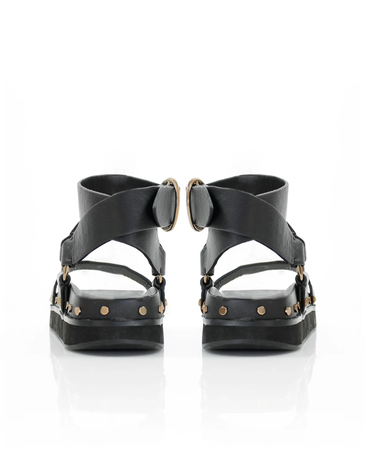 Studded Sandal | Black | Gold