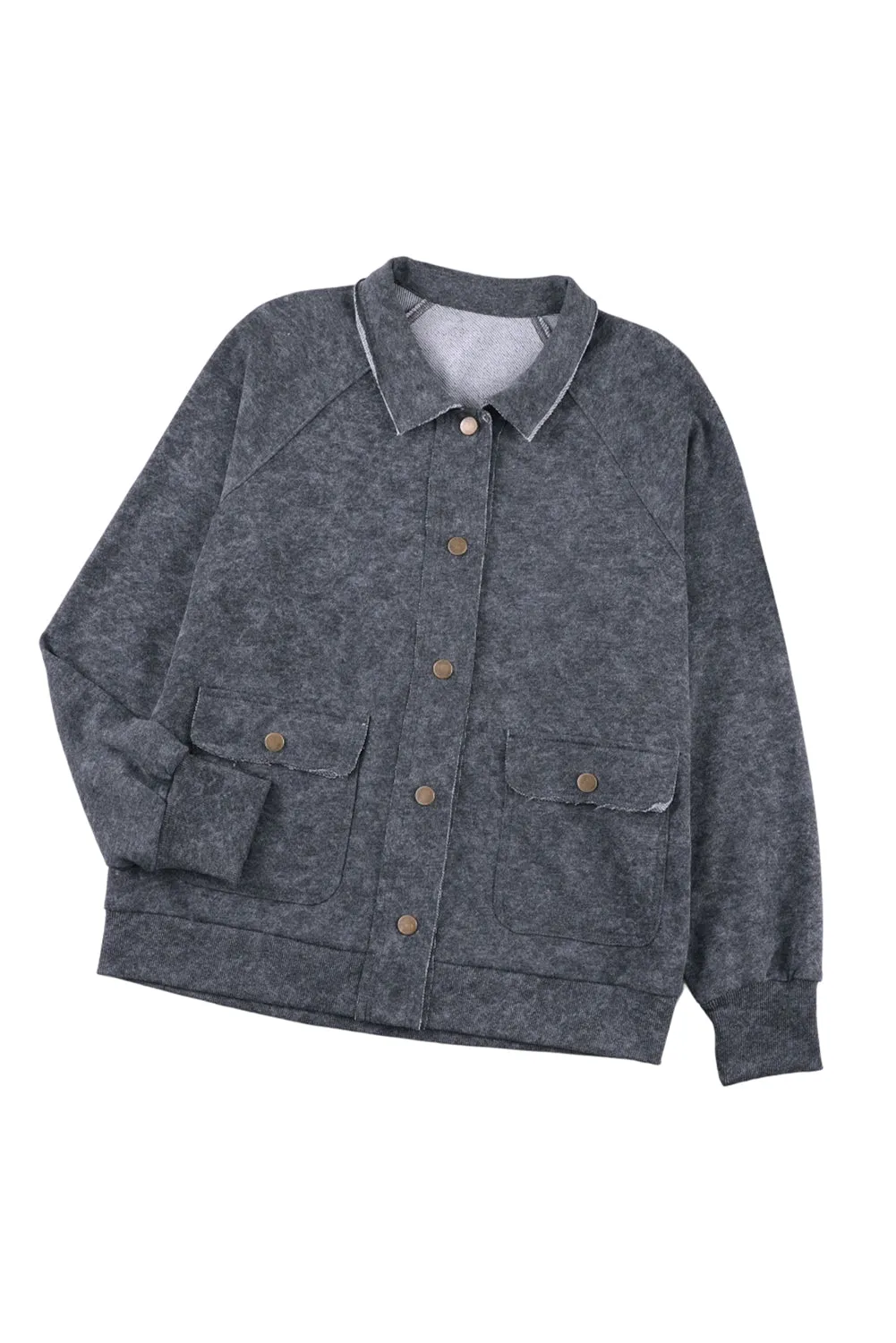 Wholesale Khaki Snap Button Casual Jacket with Flap Pockets