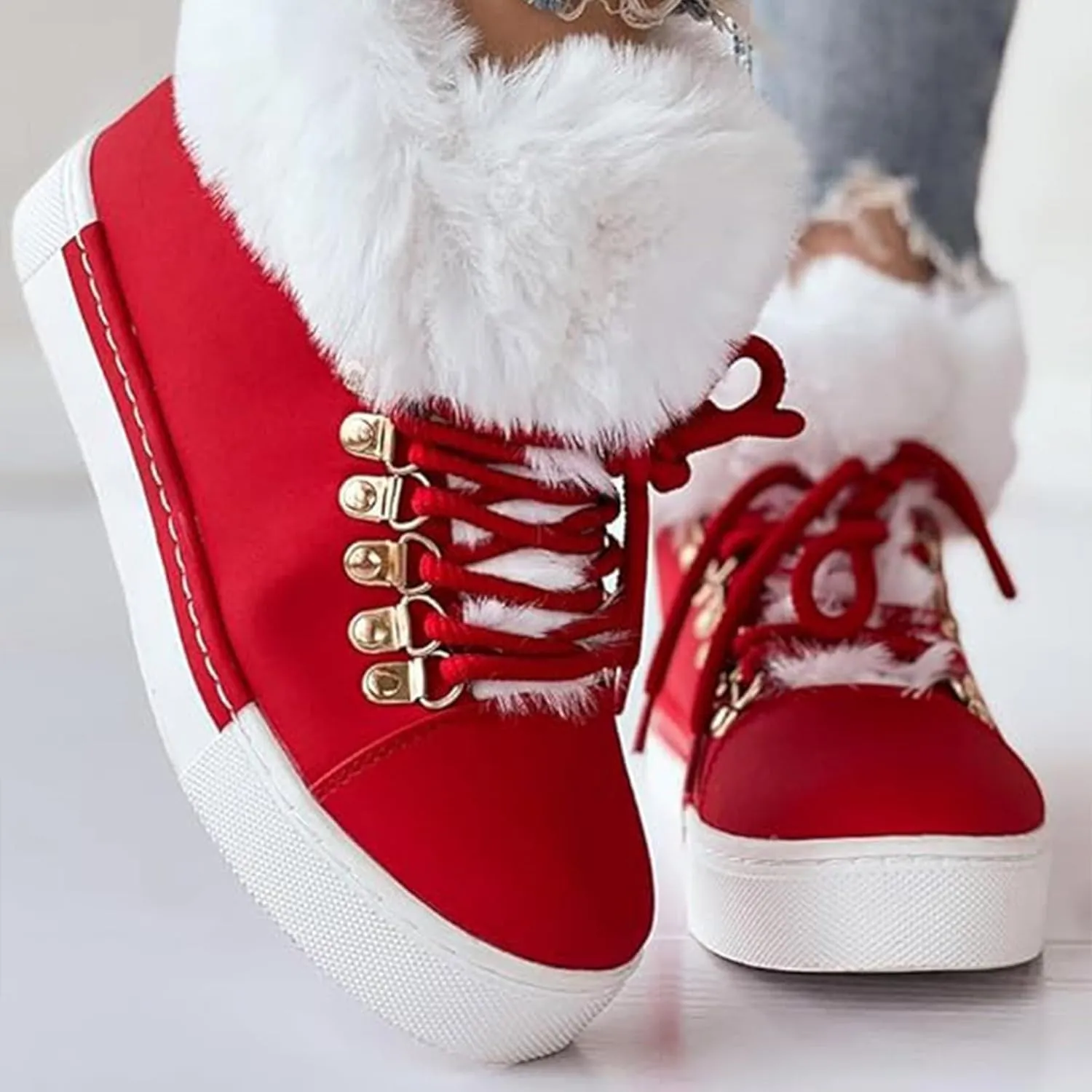 Womens Booties And Ankle Boots Plush Lined Lac Up Walking Boots Slip On Waterpoof Winter Boots For Women